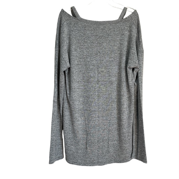 GAP Heathered Gray Cold Shoulder High Low Sweater - Soft & Stretchy Fabric - SML - Picture 2 of 8